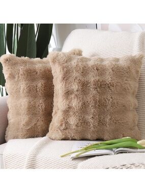 Thick Plush Faux Wool Throw Pillow Covers Soft Boho Throw 1486/bb8-1